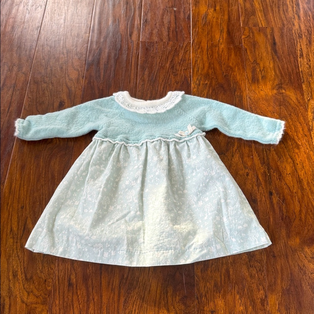 Paz Rodriguez Light Green knit dress from Spain, 18 months